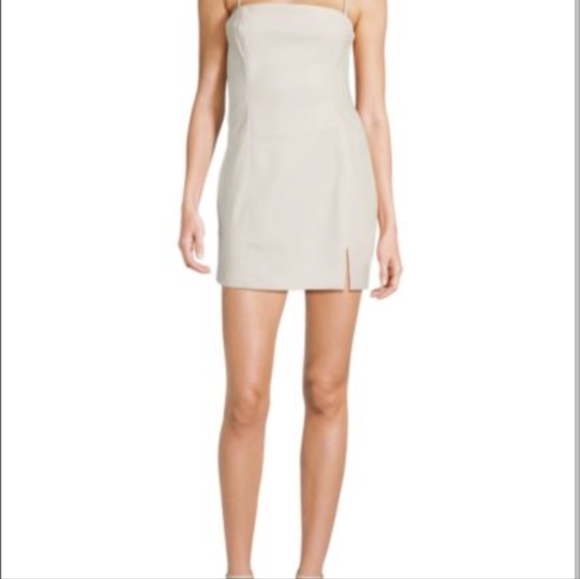 Susana Monaco Faux Leather Mini Slit Dress Size XL NWT Blanched Almond - Picture 1 of 12